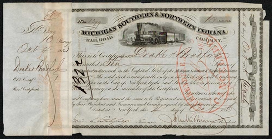 Stock Certificate Northern Indiana Railroad